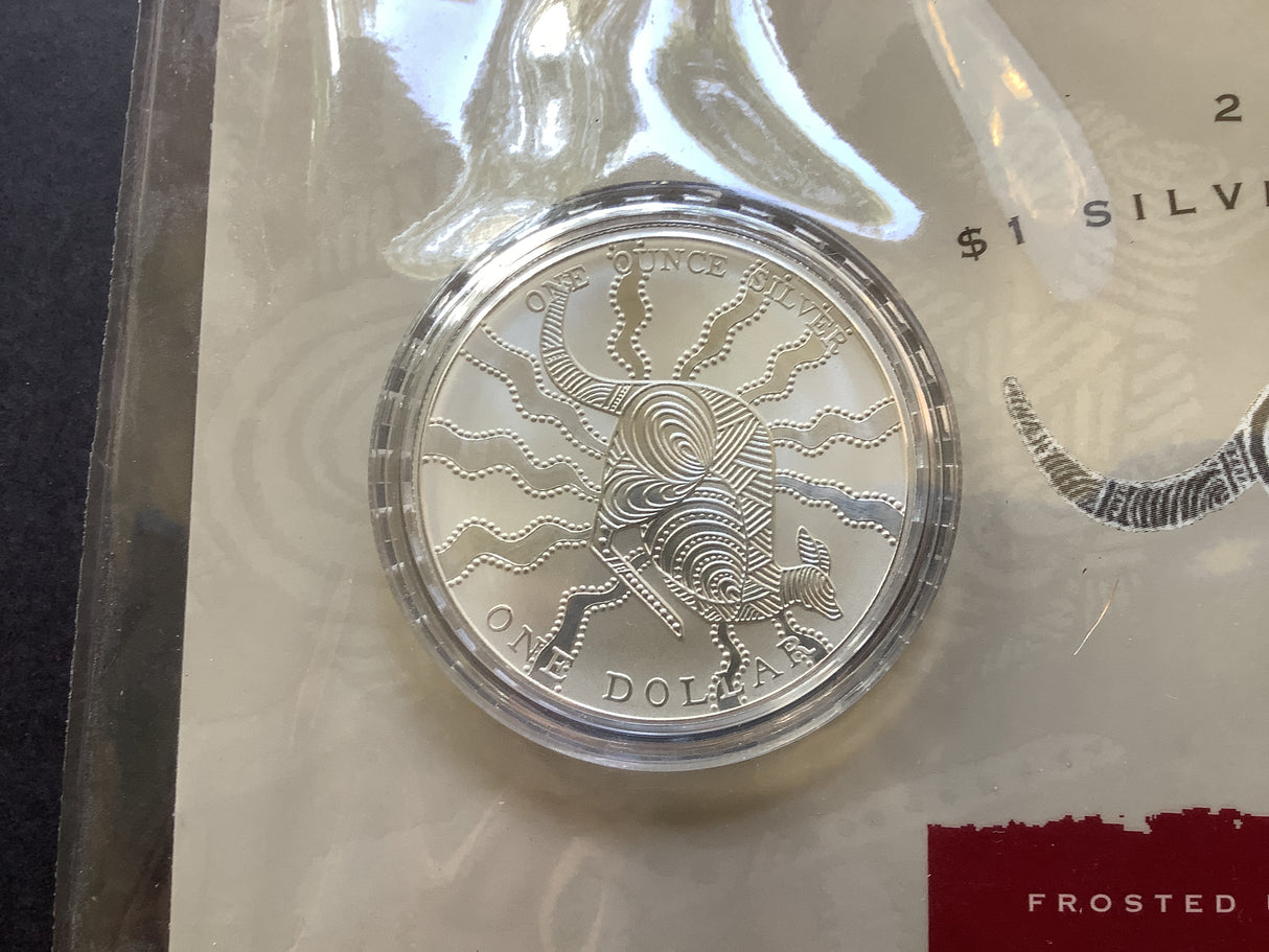 2002 $1 Silver Kangaroo. Frosted Uncirculated Coin.