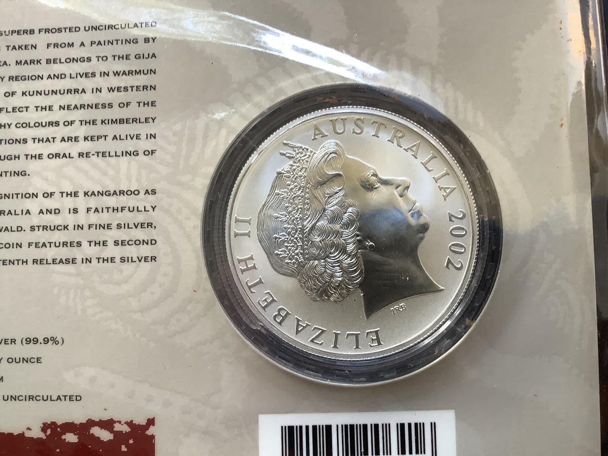 2002 $1 Silver Kangaroo. Frosted Uncirculated Coin.