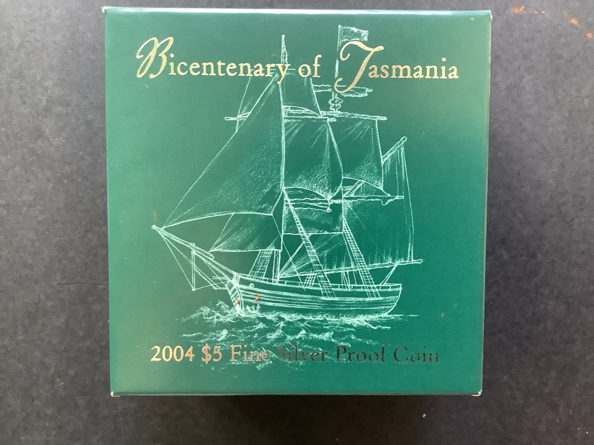 2004 $5 Silver Proof Coin. Bicentenary of Tasmania.