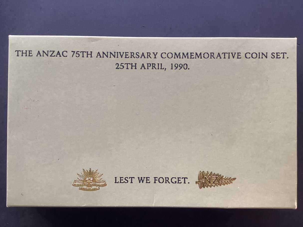 1990 Anzac 75th Anniversary Commemorative Coin Set. 25th April 1990. Lest We For