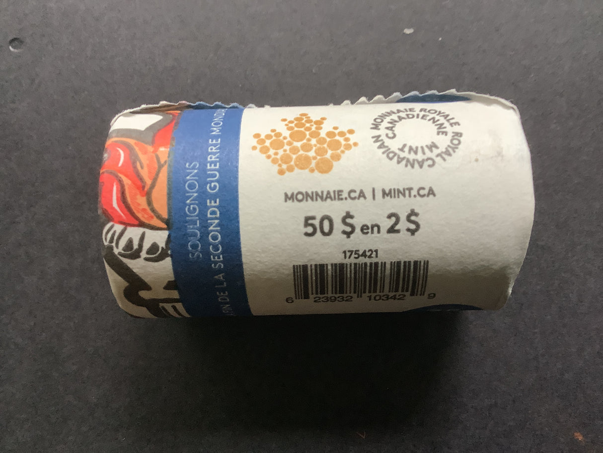 2020 $2 Canadian 75th Anniversary of the End of WW2 Special Wrap Roll.