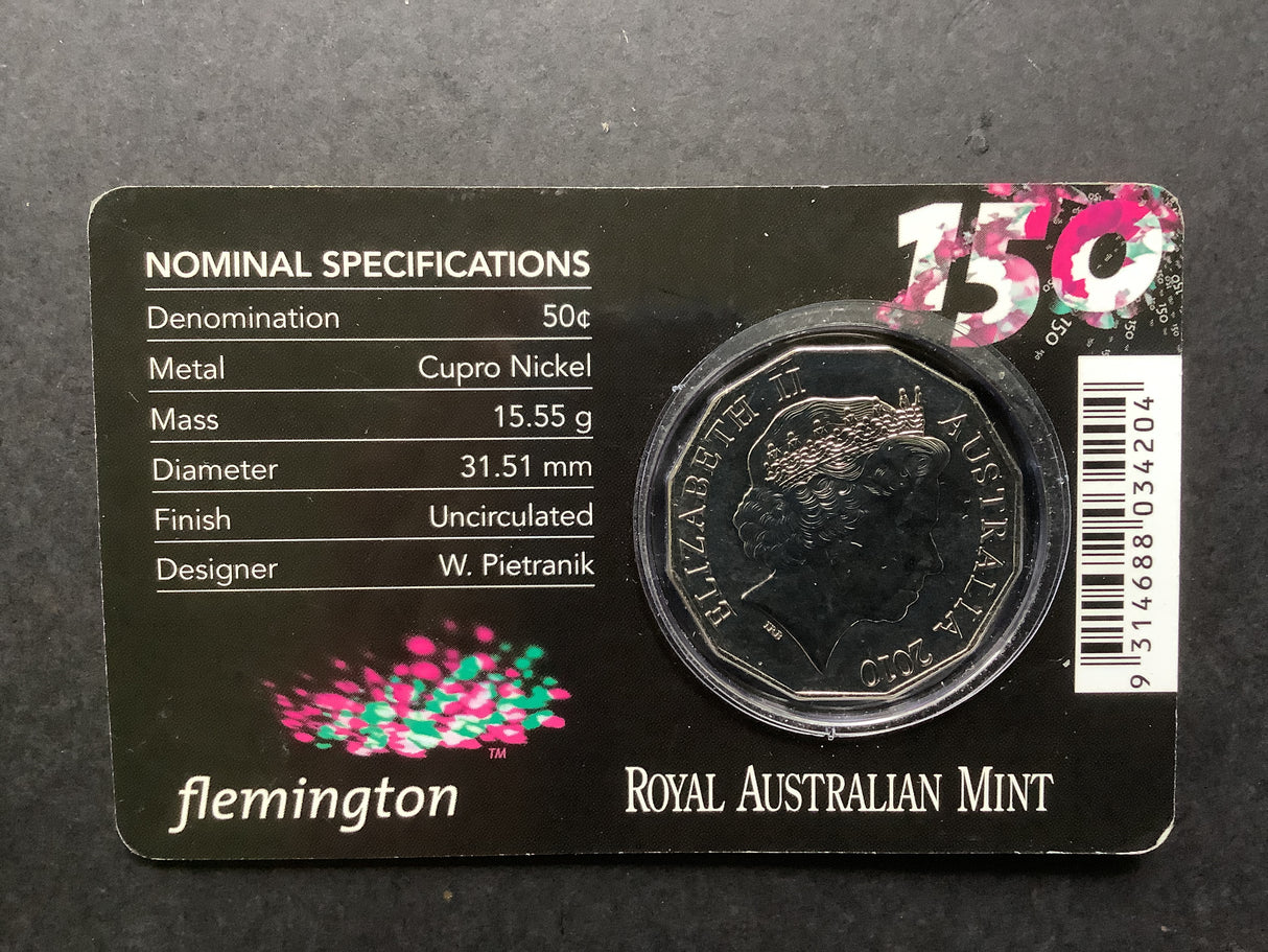 2010 150th Running of the Melbourne Cup 50c Uncirculated Coin.
