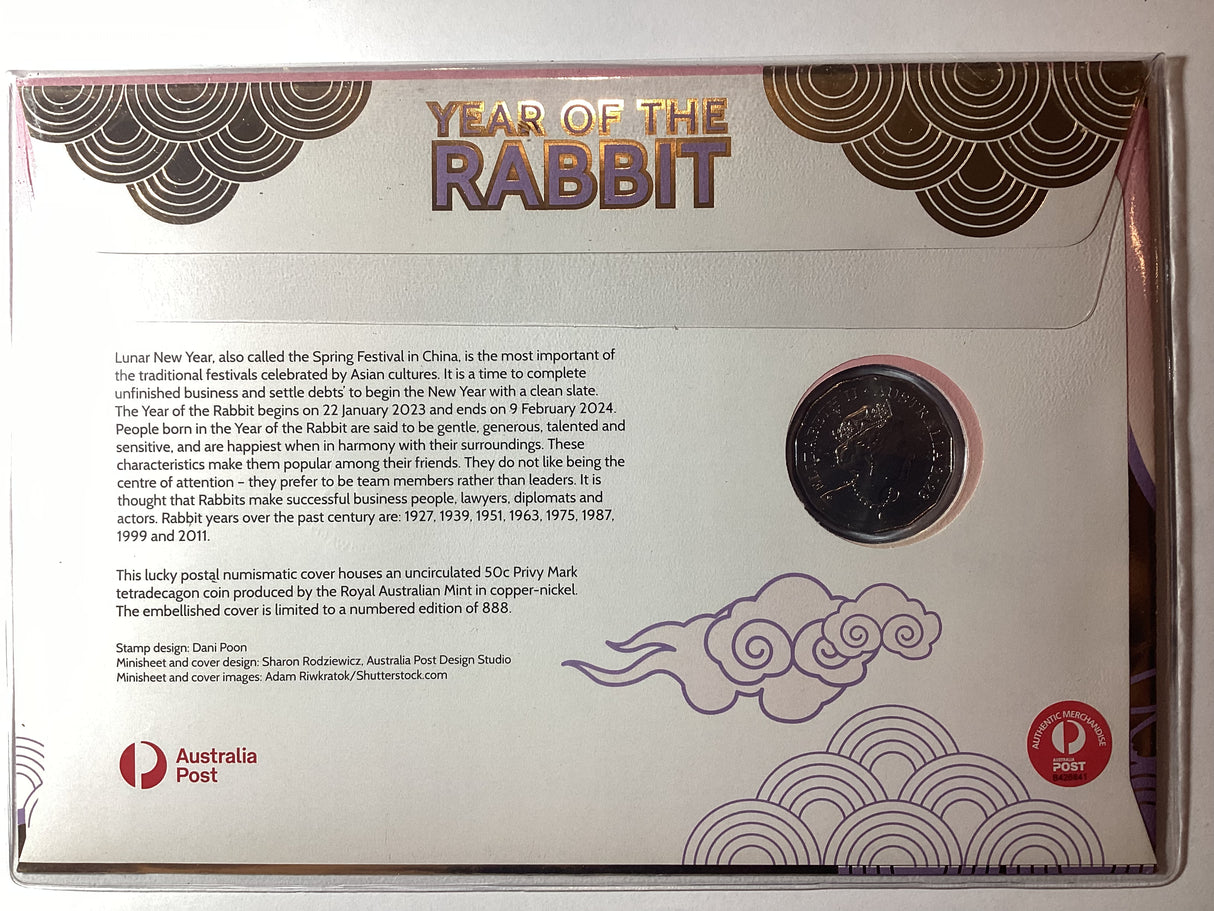 2023 50c Year of the Rabbit 888 Envelope Privy 50c PNC