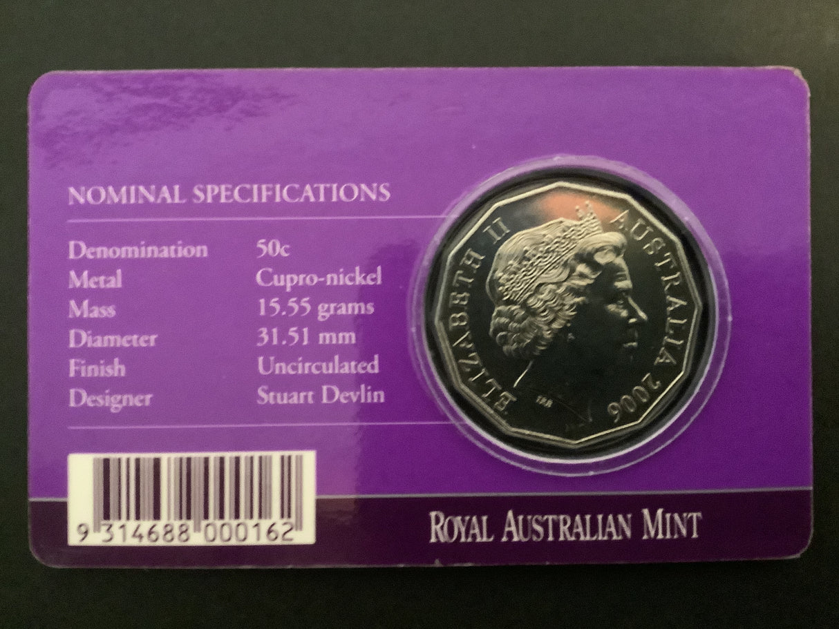 2006 50c Uncirculated Coin. Queen Elizabeth II Royal Visit.
