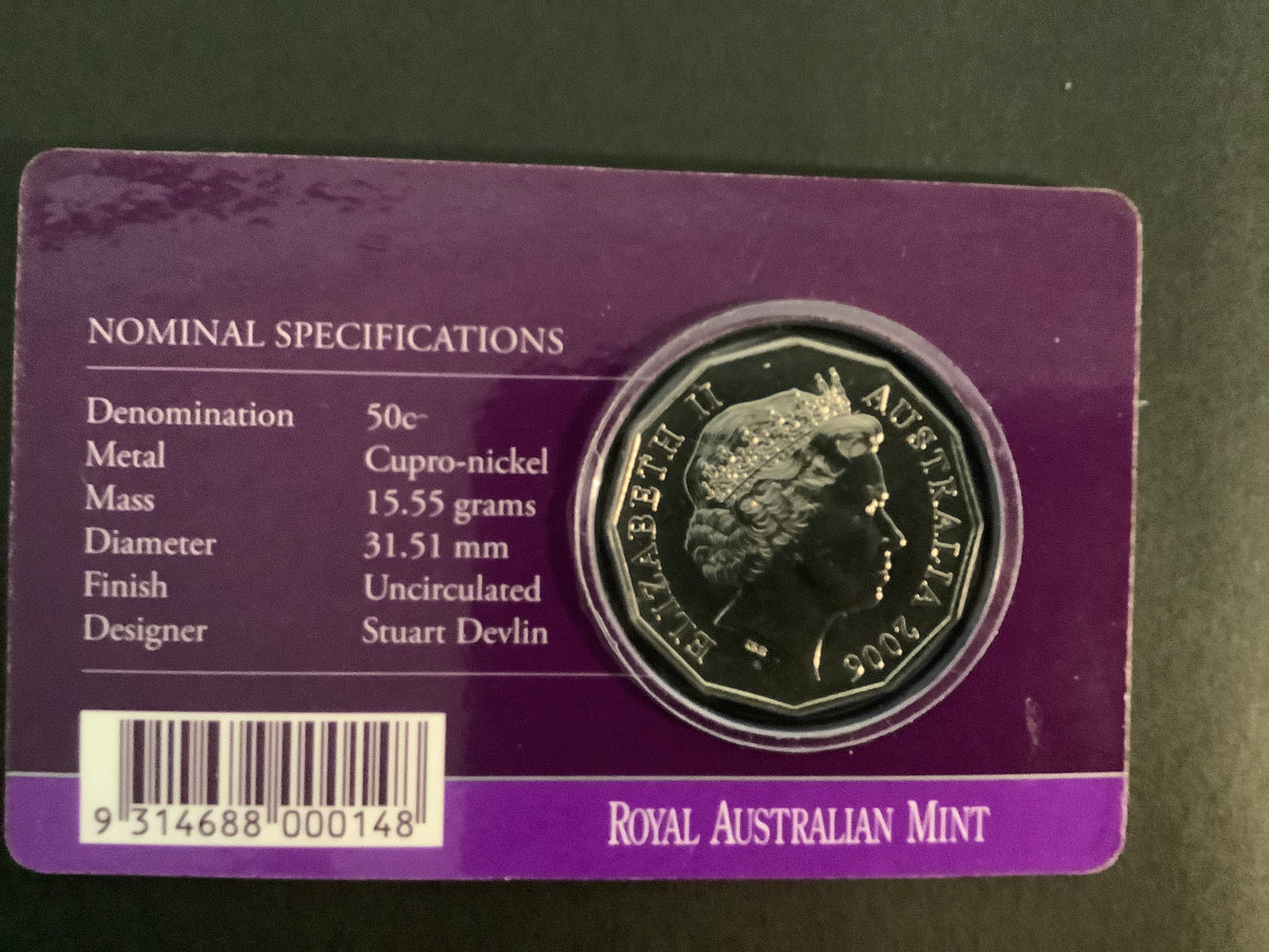 2006 50c Her Majesty 80th Birthday. Carded Coin