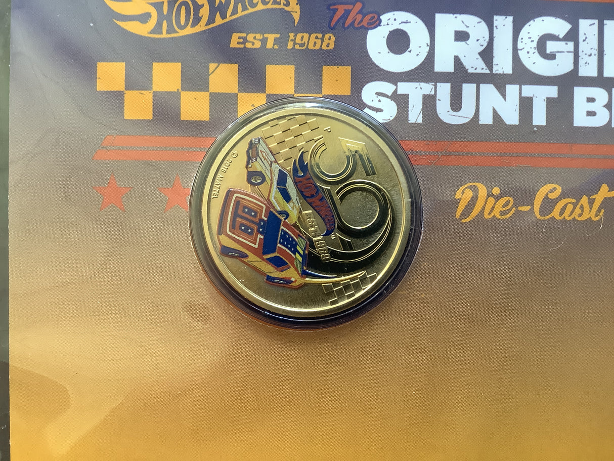 2018 50th Anniversary Hot Wheels PNC with coloured $1 Coin.