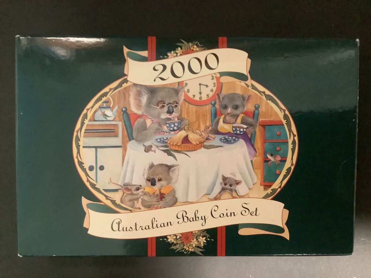2000 Australian Baby Coin Proof Set. Featuring Coloured 50c Coin.