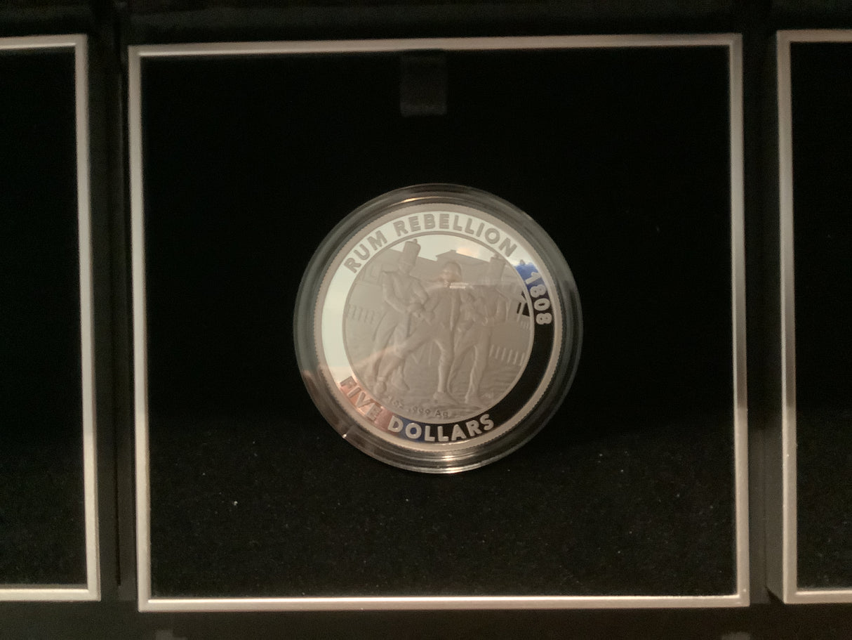 2019 Mutiny And Rebellion Three $5 Silver Proof Coin Set. 1789, 1808, 1854.