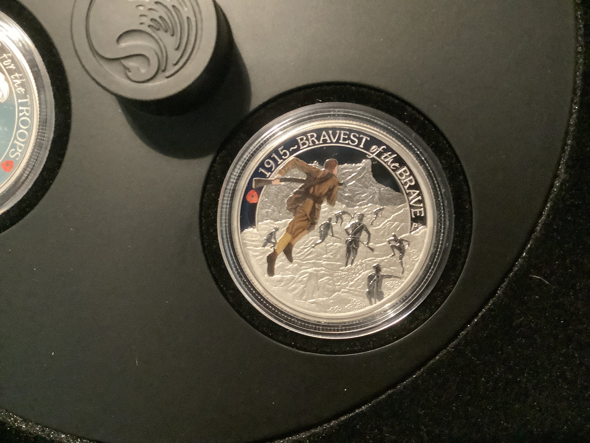 2015 The Anzac Spirit 100th Anniversary 3 Coin 1/2 ounce silver coin set. LOW NUMBER 0002
