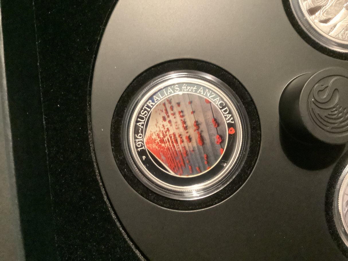 2016 The Anzac Spirit 100th Anniversary 3 Coin 1/2 ounce silver coin set.