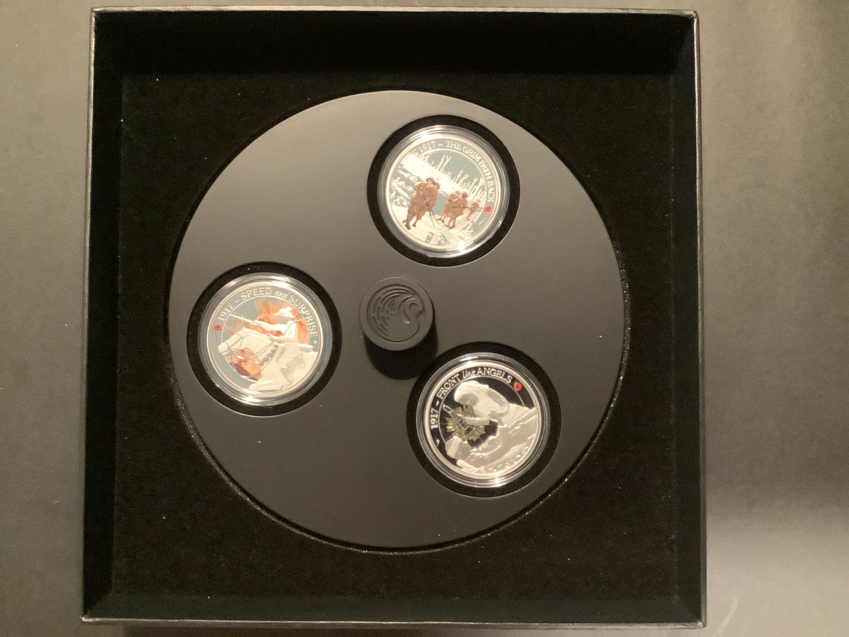 2017 The Anzac Spirit 100th Anniversary 3 Coin 1/2 ounce silver coin set.