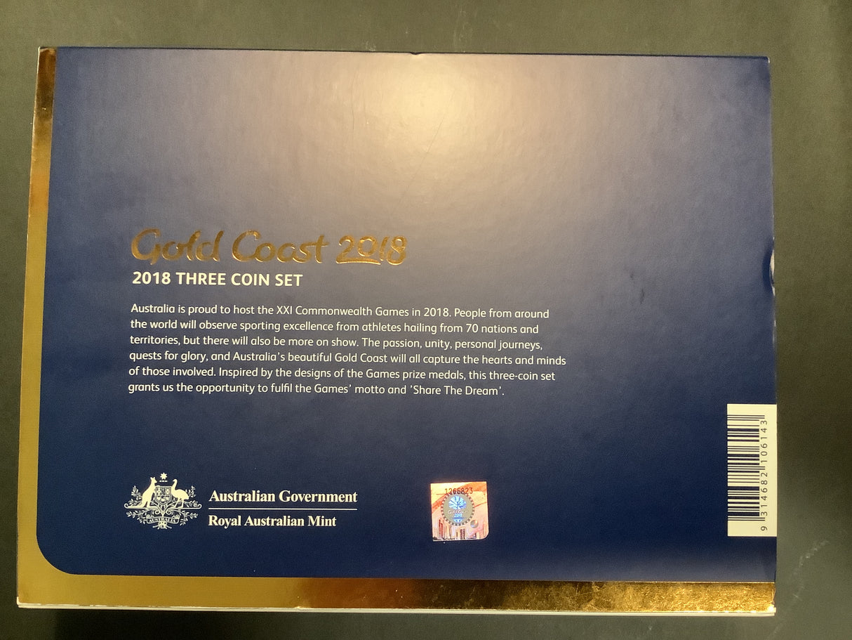 2018 Gold Coast Commonwealth Games Three Coin Proof Set.