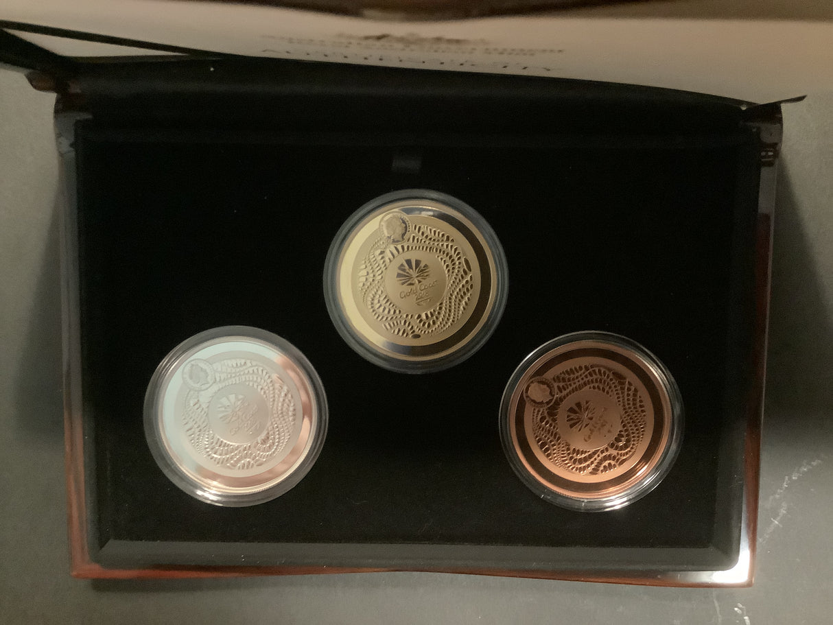 2018 Gold Coast Commonwealth Games Three Coin Proof Set.