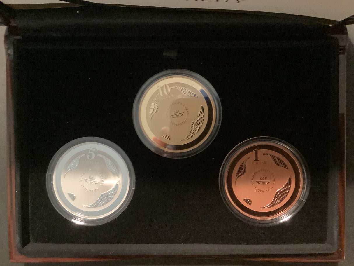 2018 Gold Coast Commonwealth Games Three Coin Proof Set.