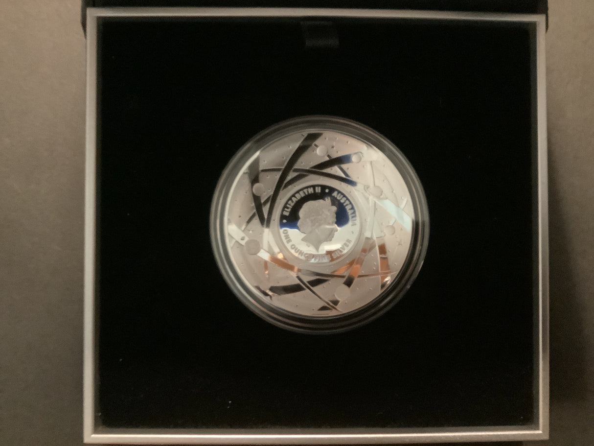2019 Earth and Beyond Series The Moon. $5 Coloured Fine Silver Proof Damed Coin.