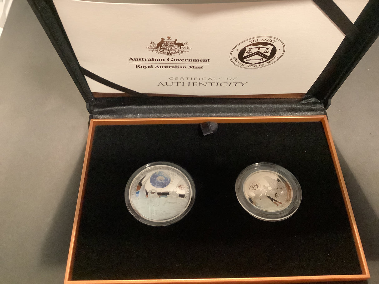 2019 50th Anniversary of Apollo 11 Moon Landing. Two-Coin Proof Set