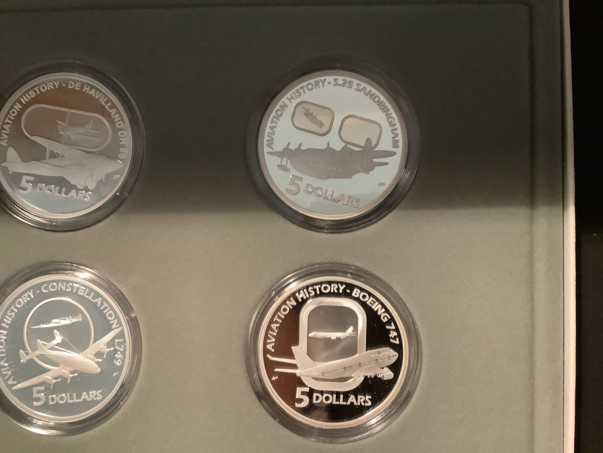 2008-10 Masterpieces in Silver. Flying Through Time Aviation. 6 Coin Set.