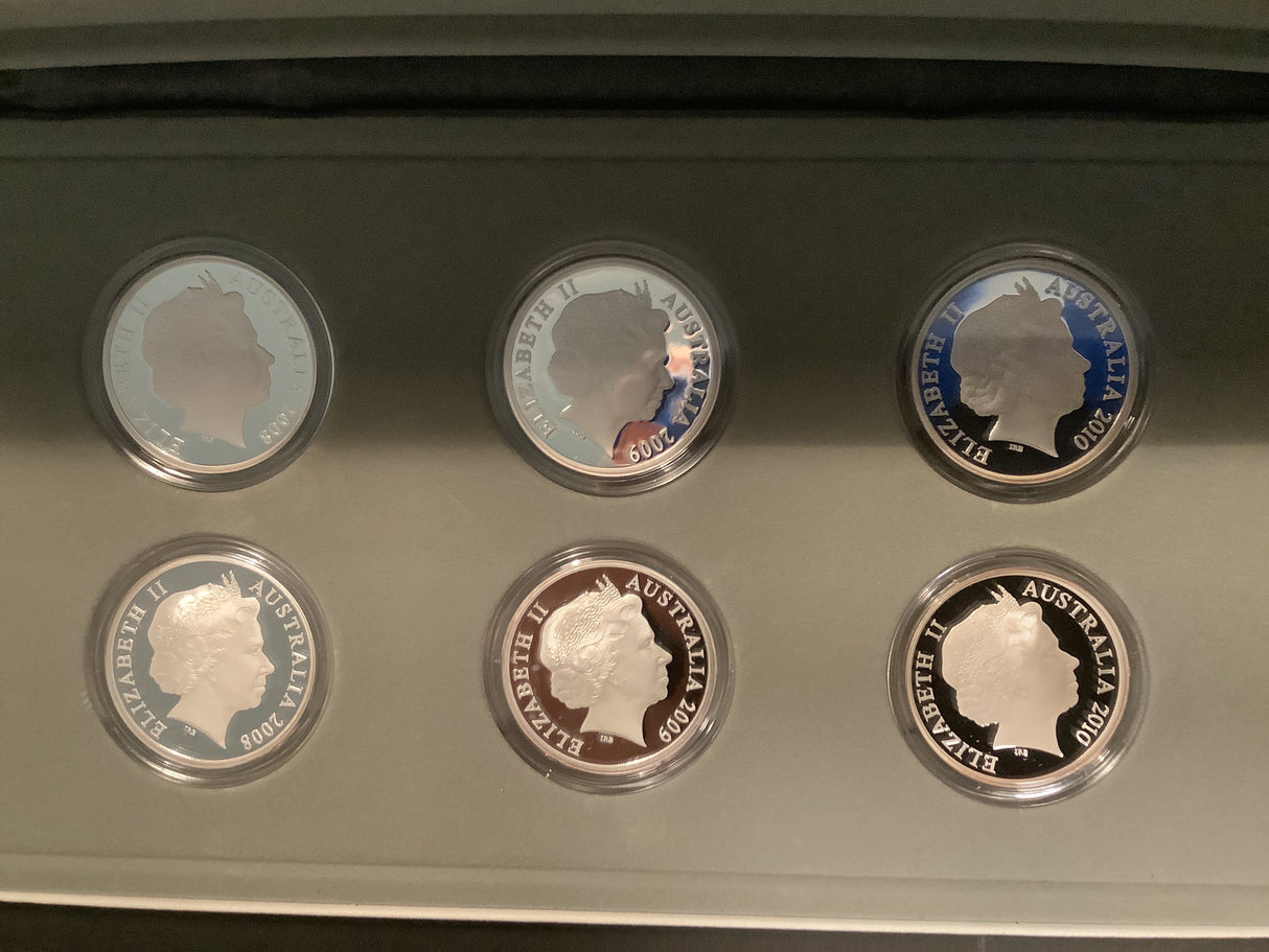 2008-10 Masterpieces in Silver. Flying Through Time Aviation. 6 Coin Set.