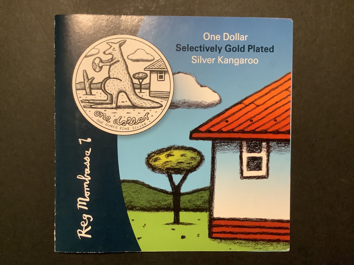 2008 $1 Selectively Gold Plated Silver Kangaroo Proof Coin. Reg Mombassa.