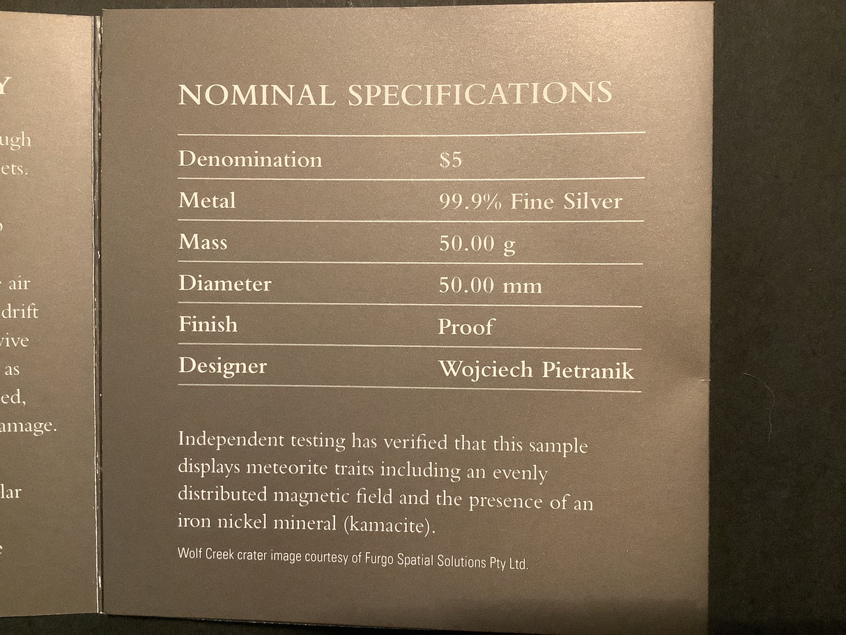 2009 $5 Fine Silver Proof Meteorite Coin. International Year of Astronomy.