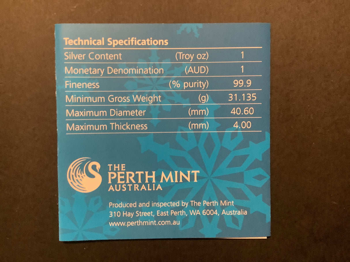 2010 $1 Australian Olympic Winter Team 1oz Silver Proof Coin.