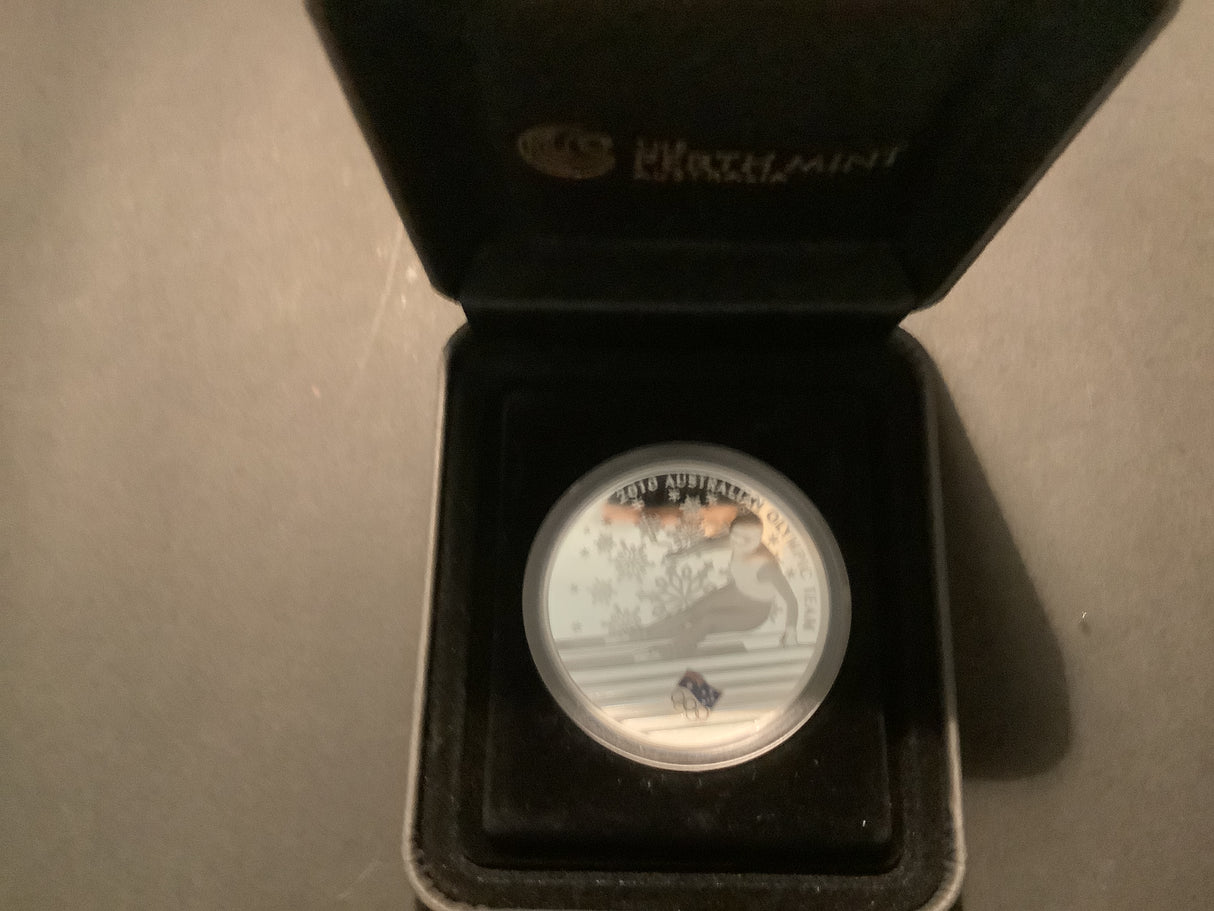 2010 $1 Australian Olympic Winter Team 1oz Silver Proof Coin.