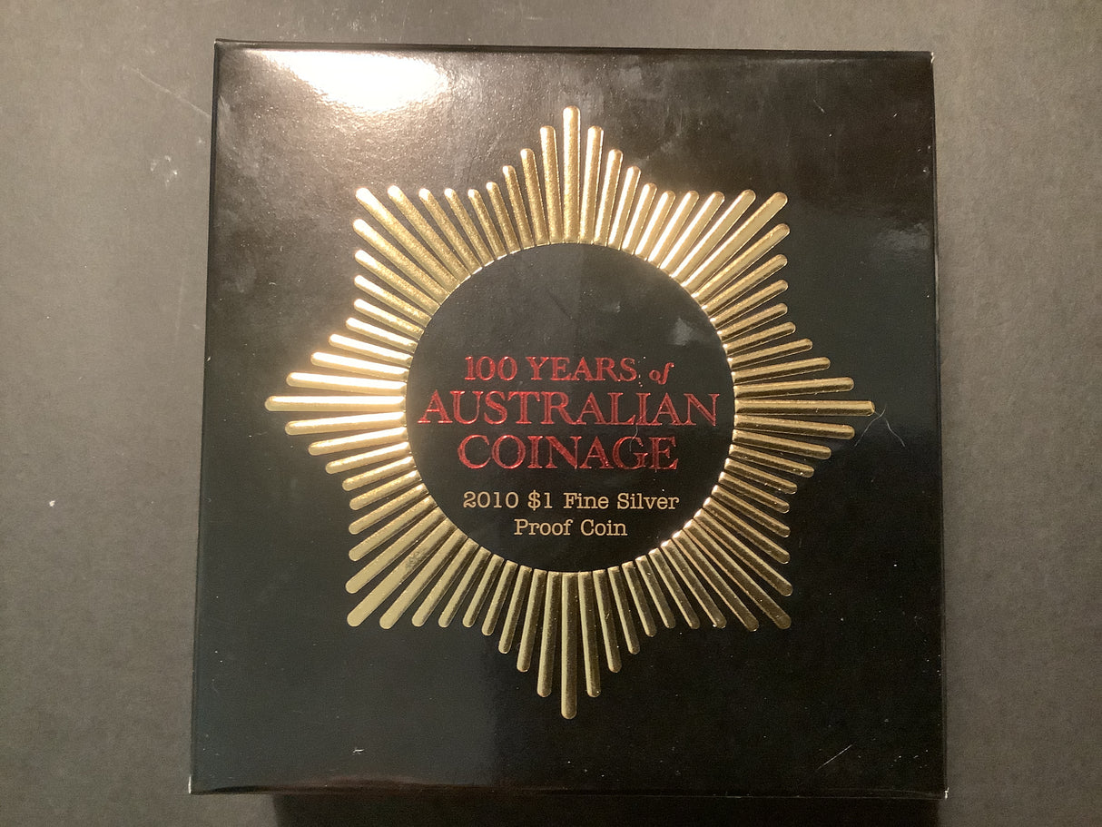 2010 $1 100 Years of Australian Coinage Silver Proof Coin.