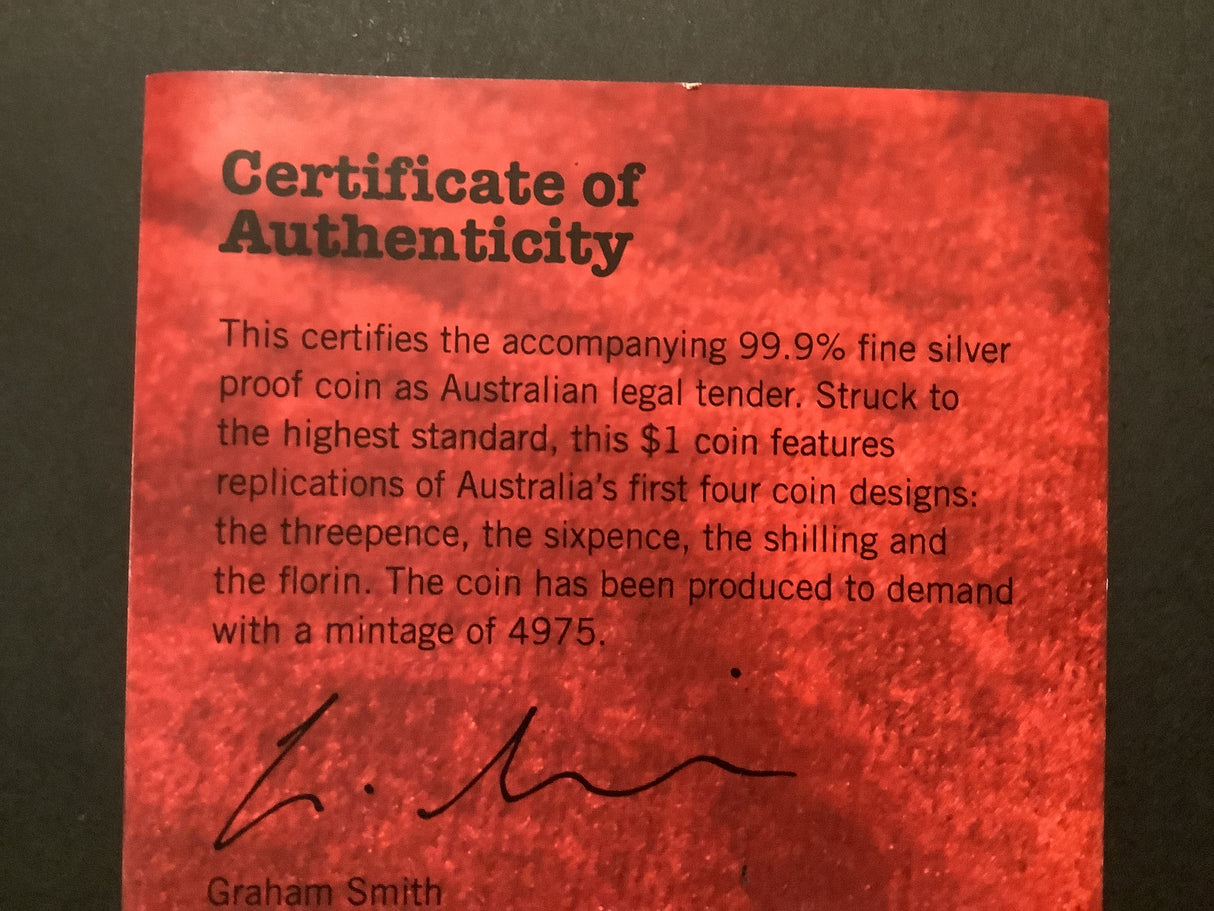 2010 $1 100 Years of Australian Coinage Silver Proof Coin.