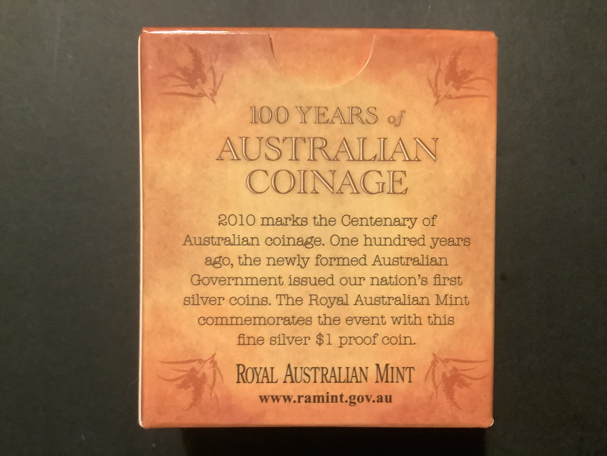 2010 $1 Fine Silver Proof Coin. 100 Years of Australian Coinage.
