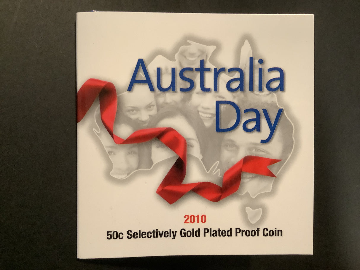 2010 50c Selectively Gold Plated Silver Proof Coin. Australia Day.