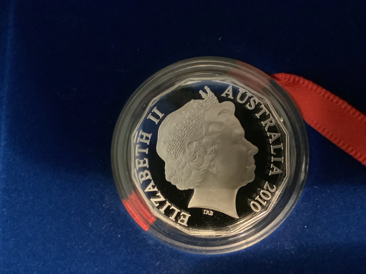 2010 50c Selectively Gold Plated Silver Proof Coin. Australia Day.