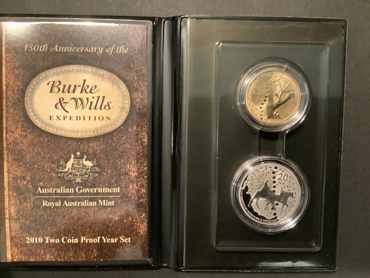 2010 2 Coin Proof Set. 150th Anniversary of the Burkes & Wills Expedition.