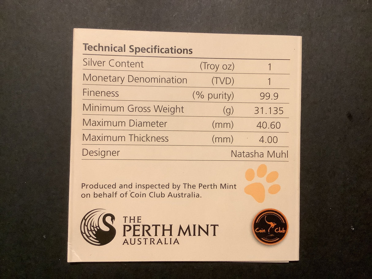 2010 $1 Working Dogs Border Collie Sheep Dog. 1 Ounce Silver Proof Coin