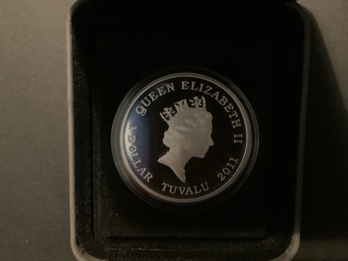 2010 $1 Working Dogs Border Collie Sheep Dog. 1 Ounce Silver Proof Coin