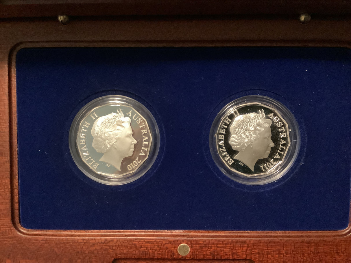 2011 50c Selectively Gold Plated Silver Proof Coin Set. Royal Wedding.