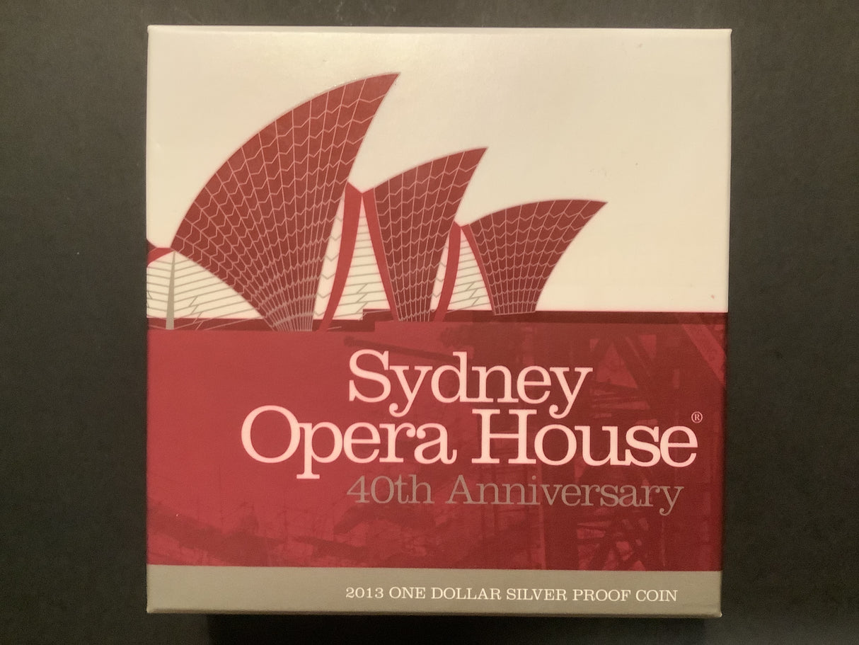 2013 $1 Silver Proof Coin. 40th Anniversary Sydney Opera House.