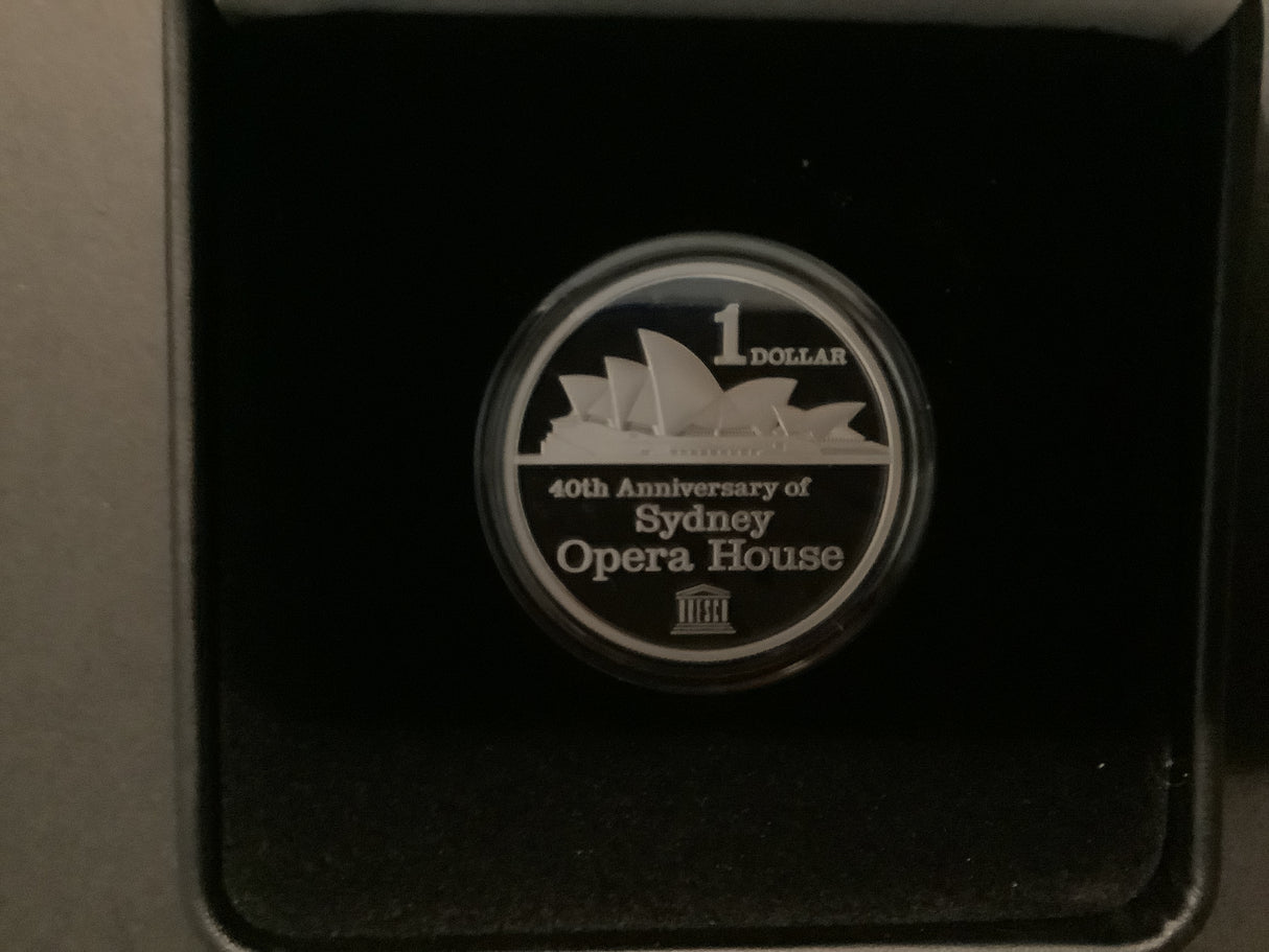 2013 $1 Silver Proof Coin. 40th Anniversary Sydney Opera House.