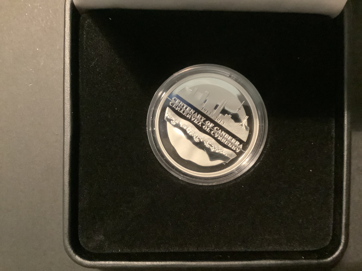 2013 $5 Silver Proof Coin. Centenary of Canberra.