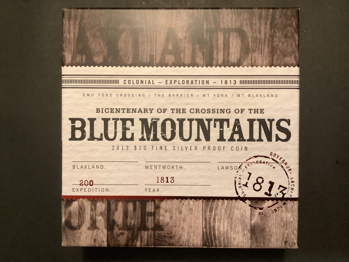 2013 $10 Silver Proof. Bicentenary of Crossing of the Blue Mountains.