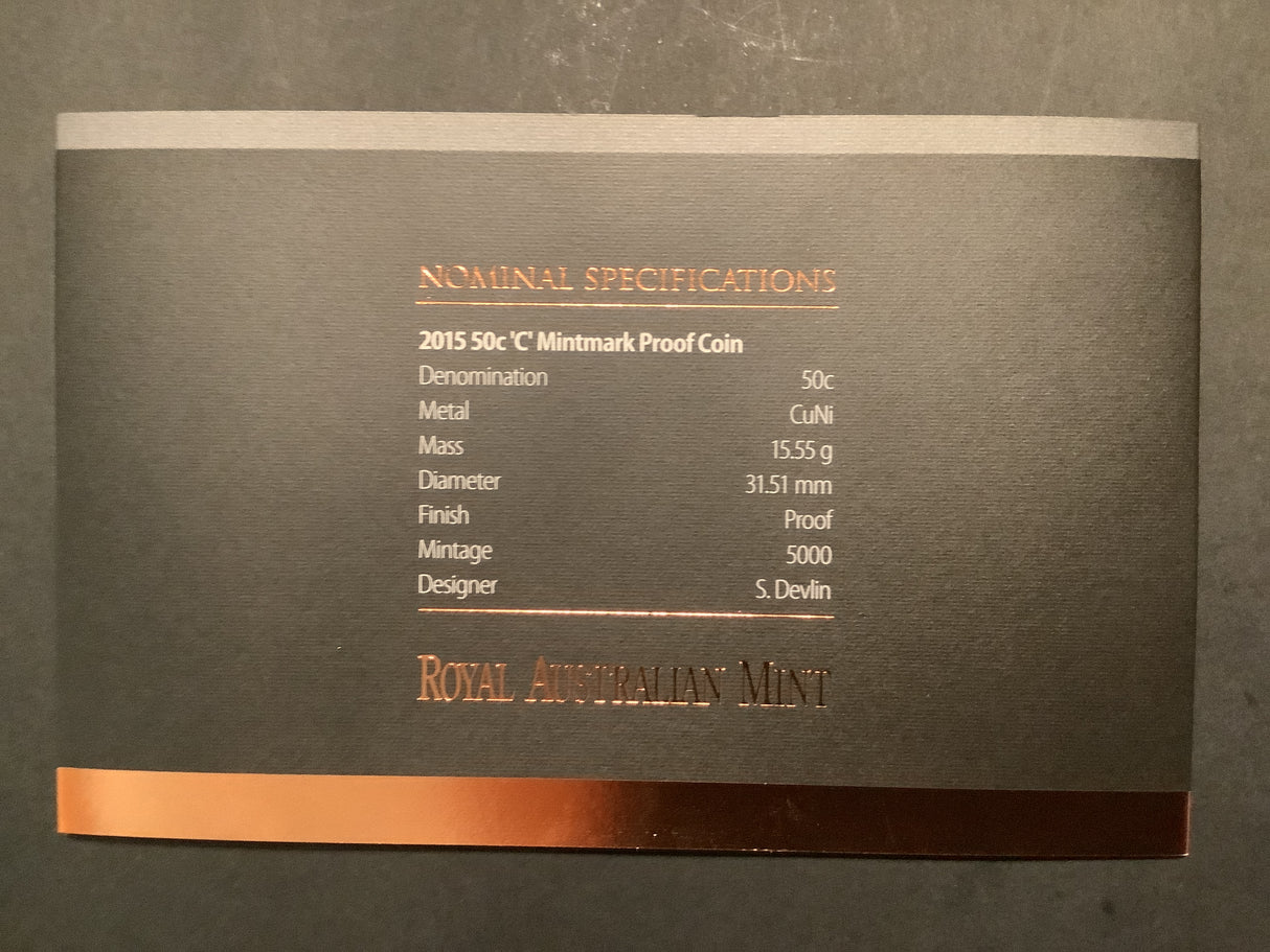 2015 50c Fifty Years of the Royal Australian Mint two-coin silver set.