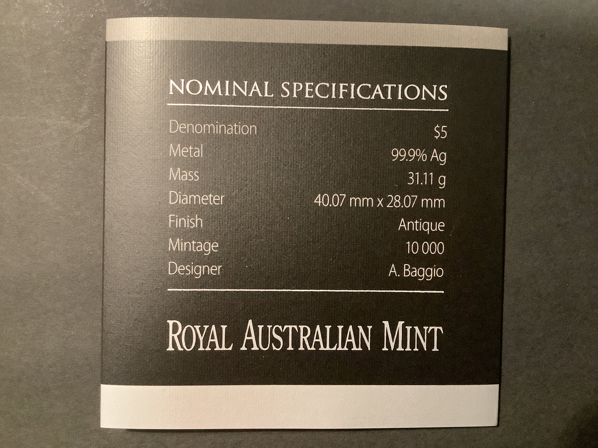 2015 $5 Silver Antique Rectangular Coin. Magna Carta 800 years.