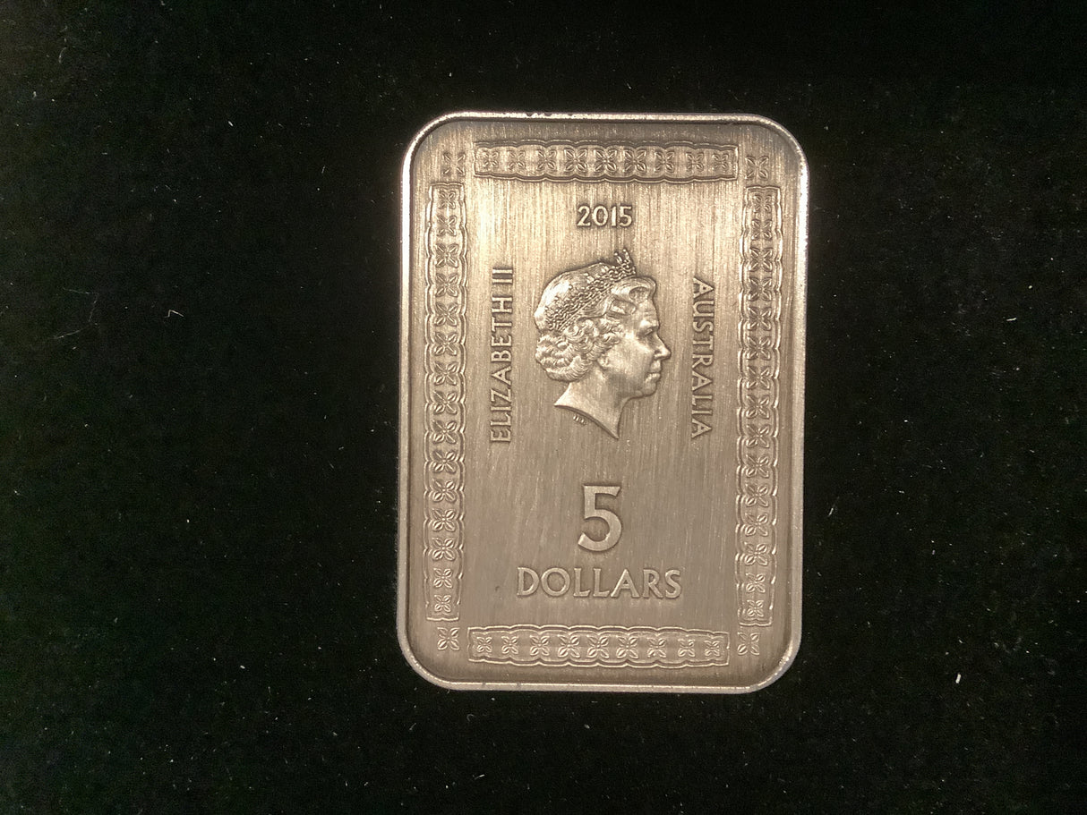 2015 $5 Silver Antique Rectangular Coin. Magna Carta 800 years.
