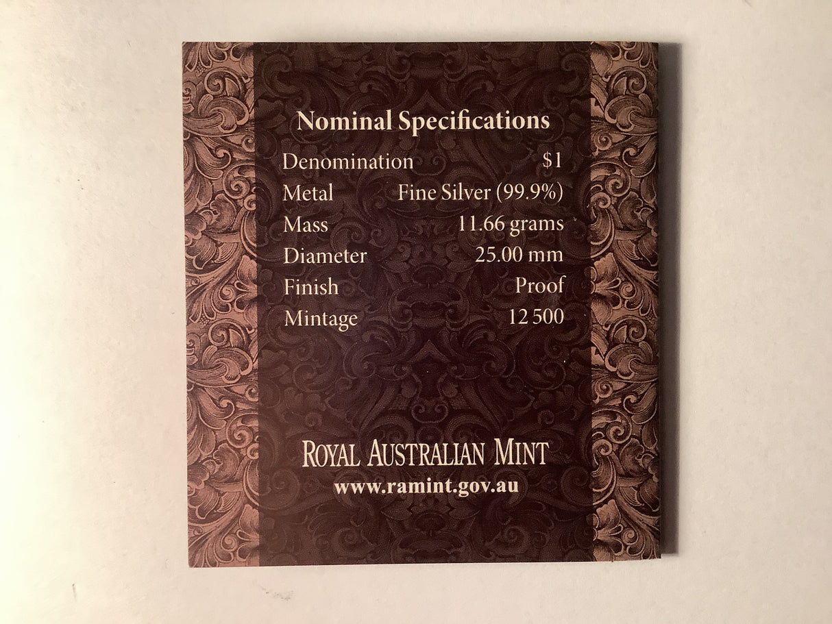 2008 $1 Fine Silver Proof Coin. 100 Years of Australia’s Original Coat of Arms.