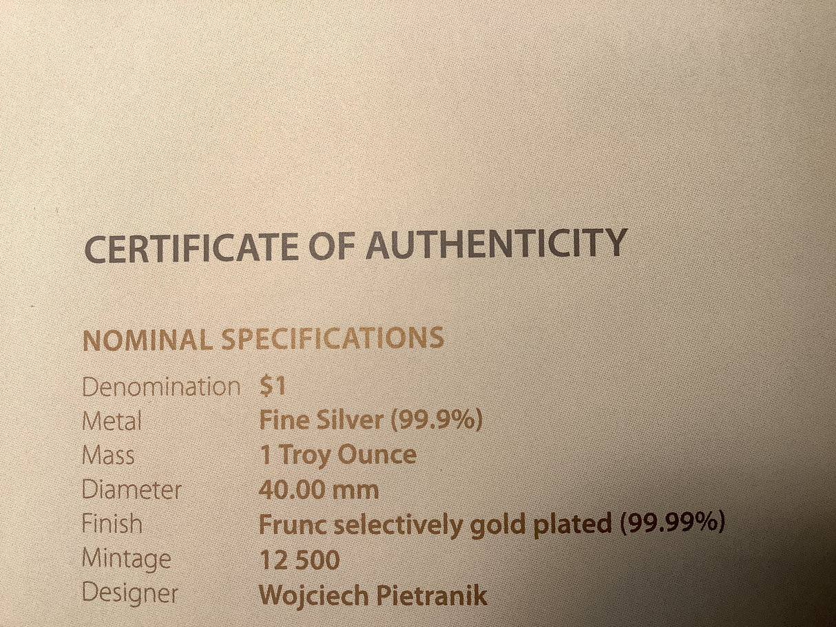 2005 $1 Selectively Gold Plated Silver Kangaroo Proof Coin