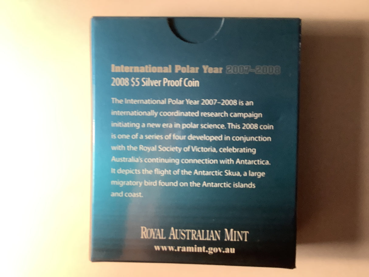 2008 Polar Series. Antarctic Territory $5 Silver Proof Coin