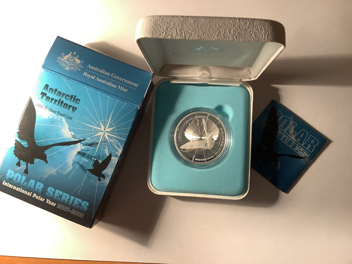 2008 Polar Series. Antarctic Territory $5 Silver Proof Coin