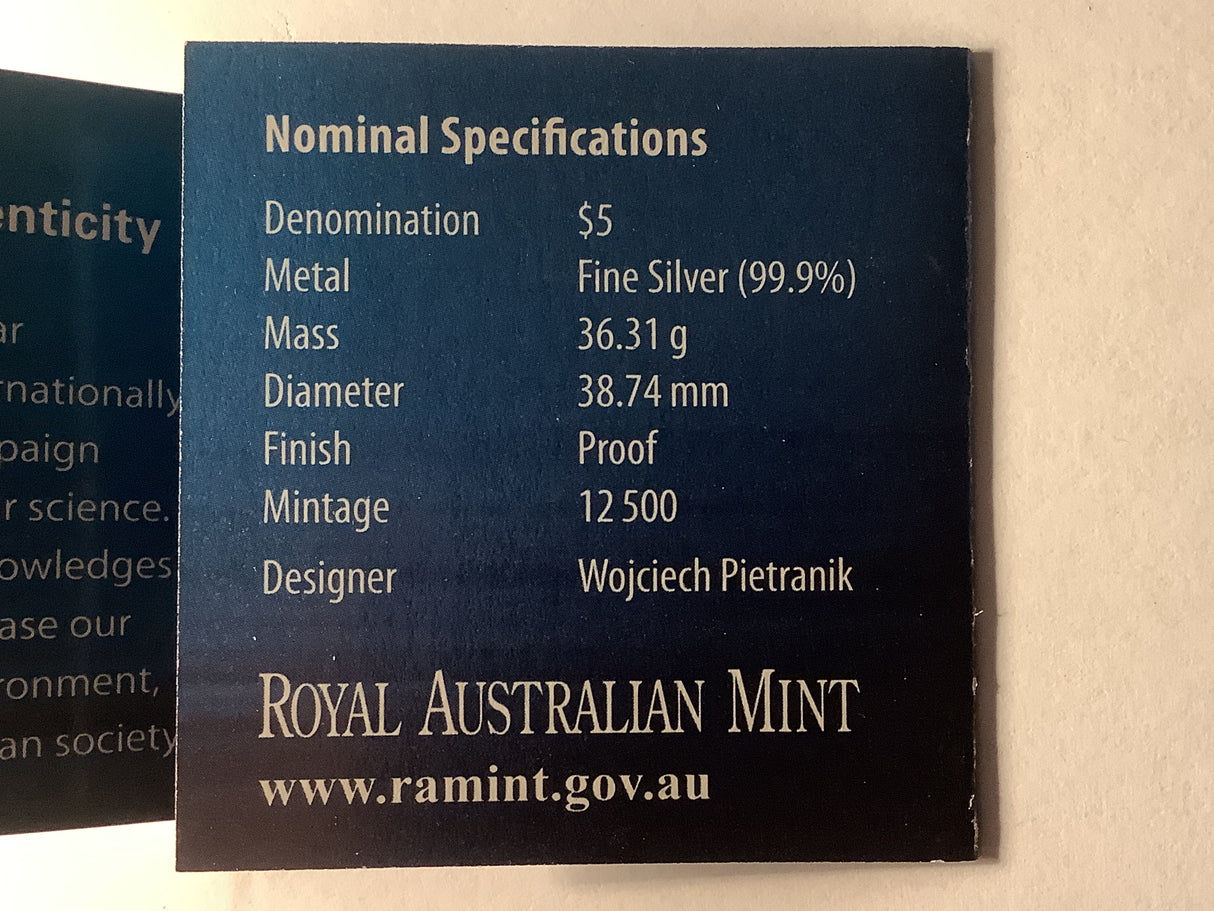 2008 Polar Series. Antarctic Territory $5 Silver Proof Coin