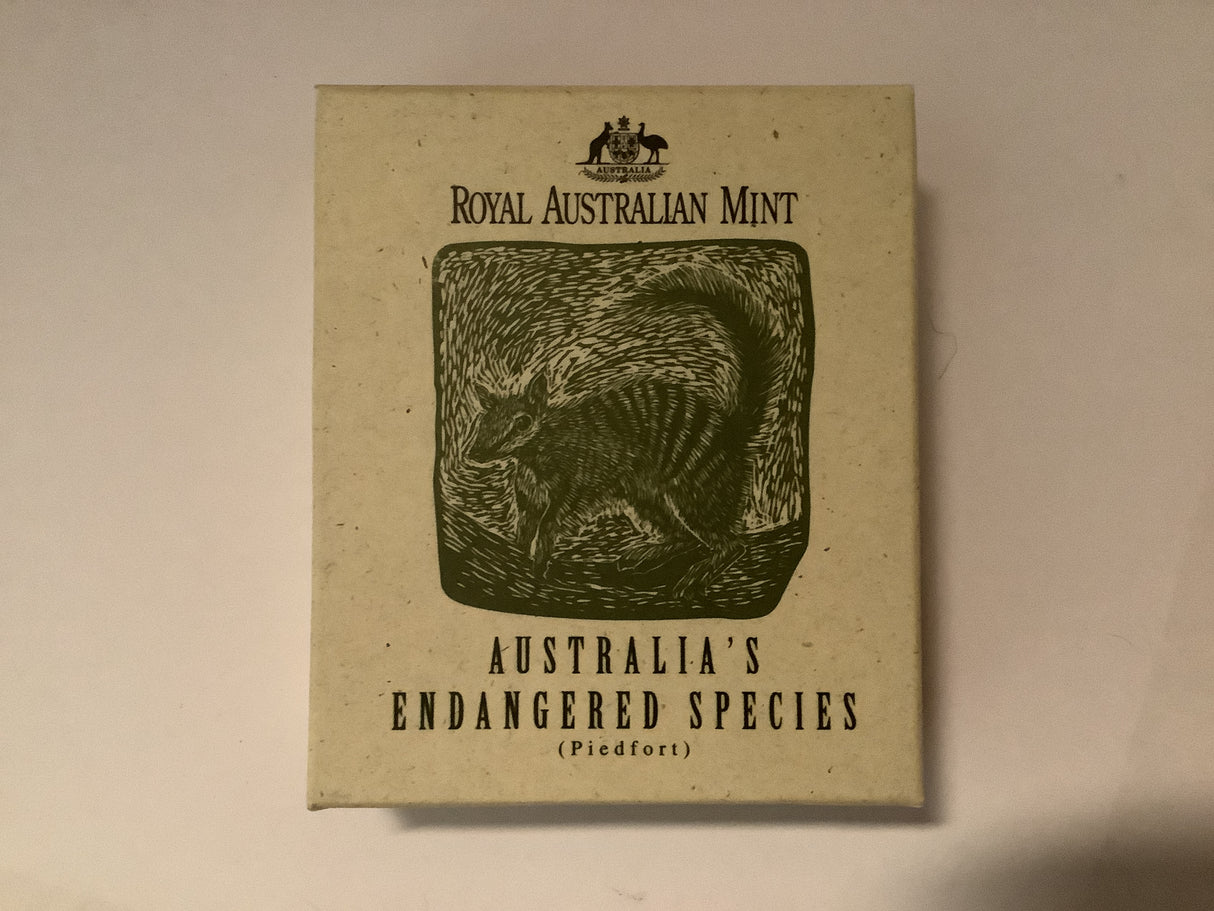 1995 Australia’s Endangered Species. Numbat Fine Silver $10 Coin Piedfort Edition.