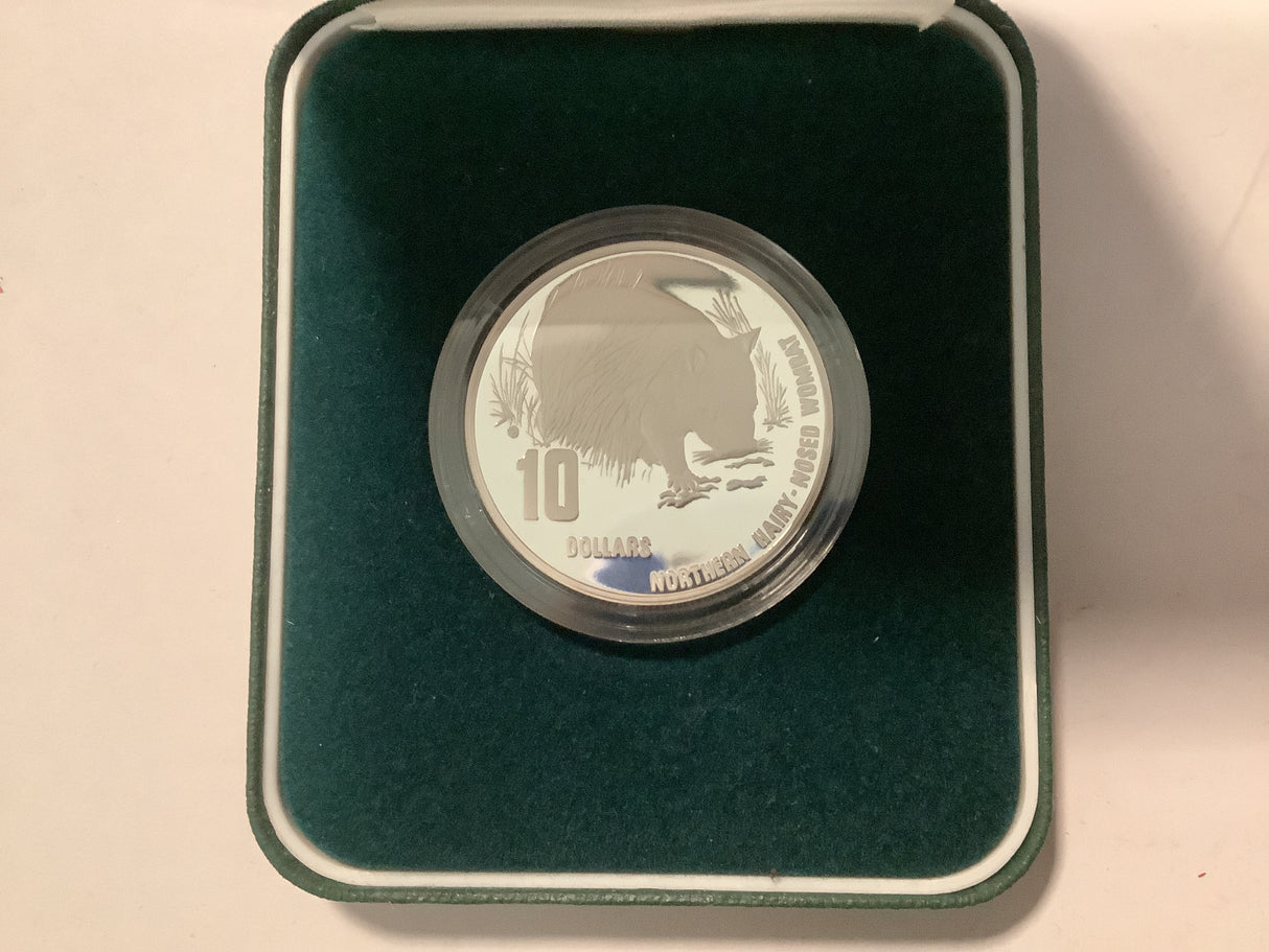 1998 Australia’s Endangered Species. Northern Hairy-nosed Wombat $10 Silver Piedfort Coin.