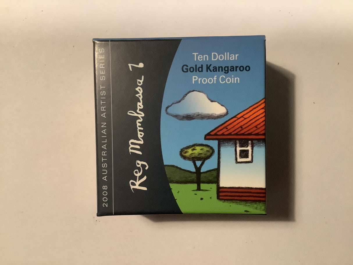 2008 Australian Artist Series Reg Mombassa $10 Gold Kangaroo Proof Coin.